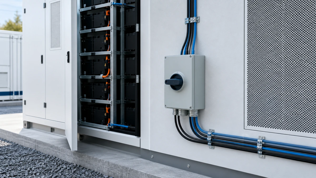 Unbranded PV DC isolator switch used in a realistic industrial application context