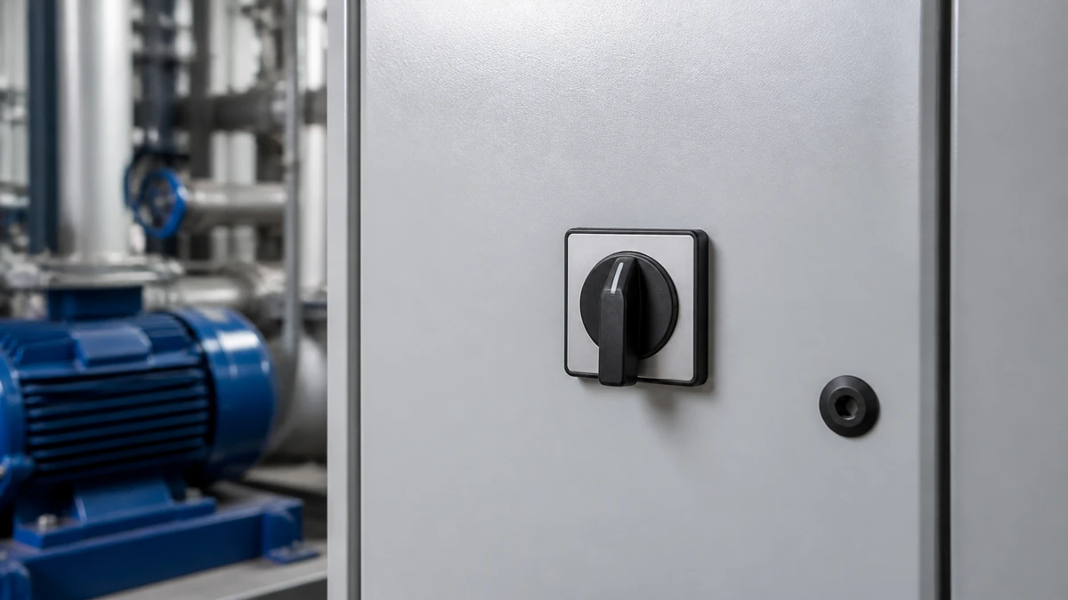 Unbranded rotary cam switch used in a realistic industrial application context