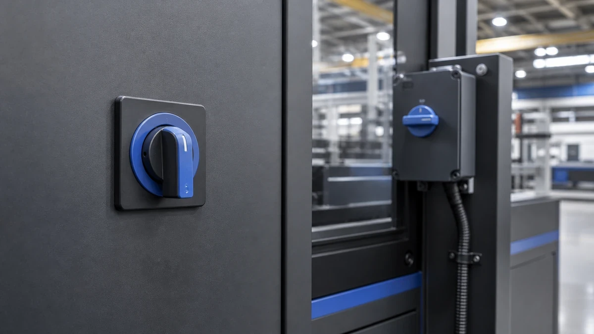 Unbranded rotary cam switch used in a realistic industrial application context
