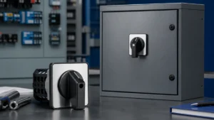 Unbranded rotary cam switch sample reviewed in an industrial engineering environment