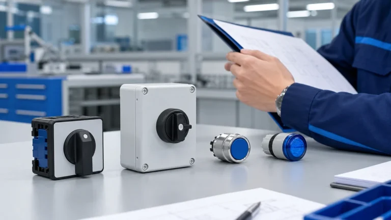Unbranded industrial control component portfolio sample reviewed in an industrial engineering environment