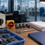 Unbranded industrial control component portfolio sample reviewed in an industrial engineering environment